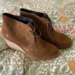 LK Bennett brown suede wedge booties